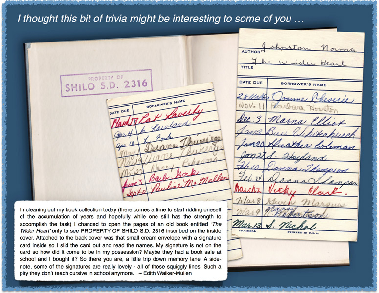 Shilo Library Book Signatures Shilo Library Book Signatures