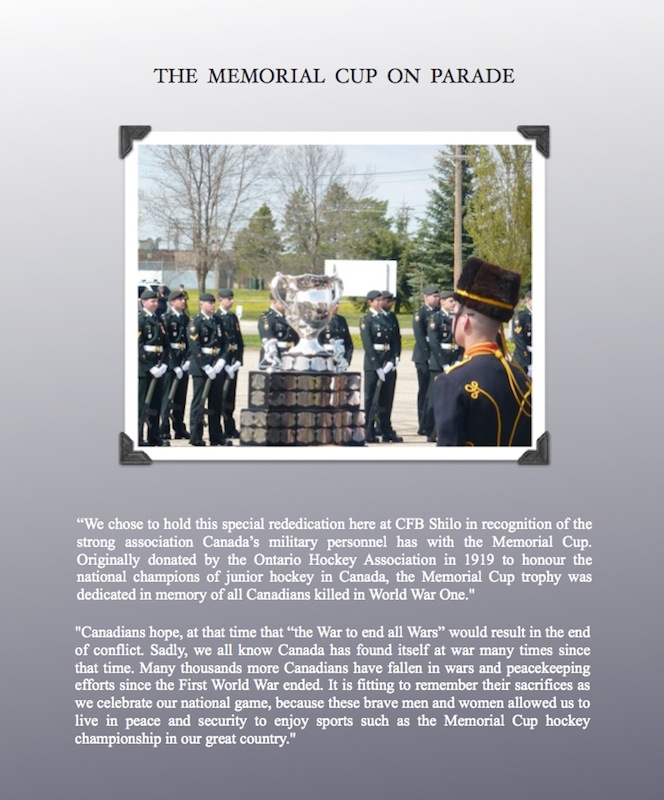 Shilo's Memorial Cup Rededication